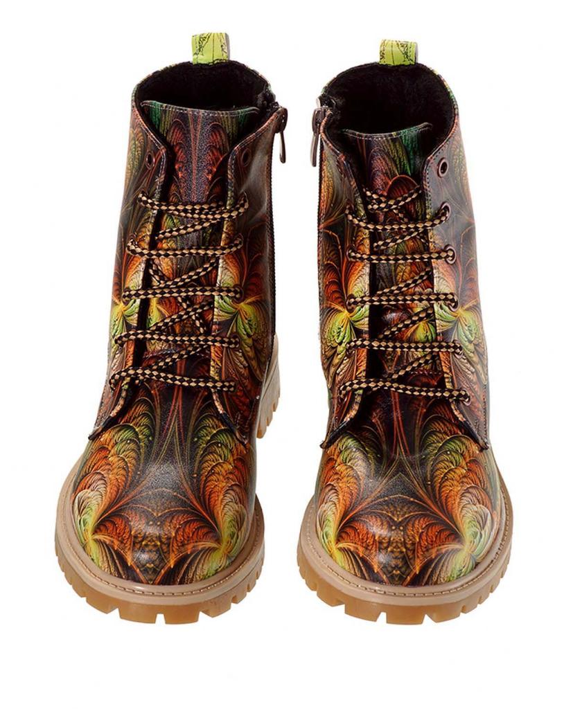 Women's Hypnotic Abstract Pattern Lace-Up Short Boots