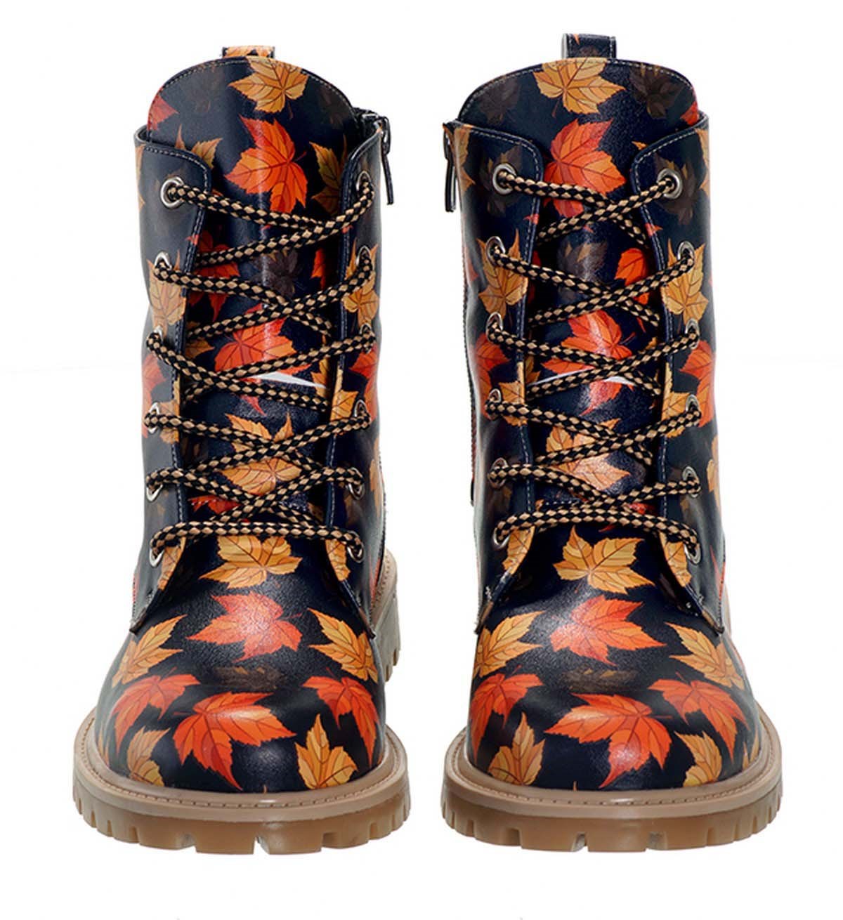  Autumn Pattern Lace-Up Women's Short Boots