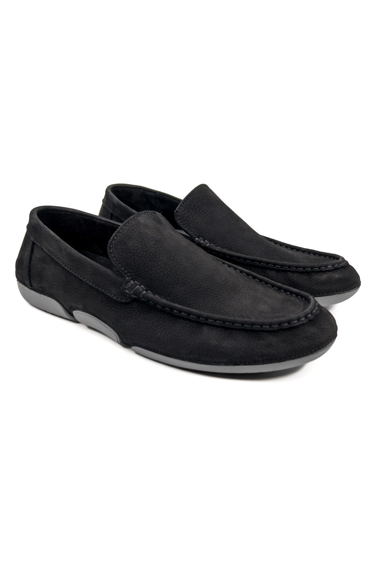 Olympos Inside Outer Genuine Nubuck Leather Black Men's Shoes Loafer