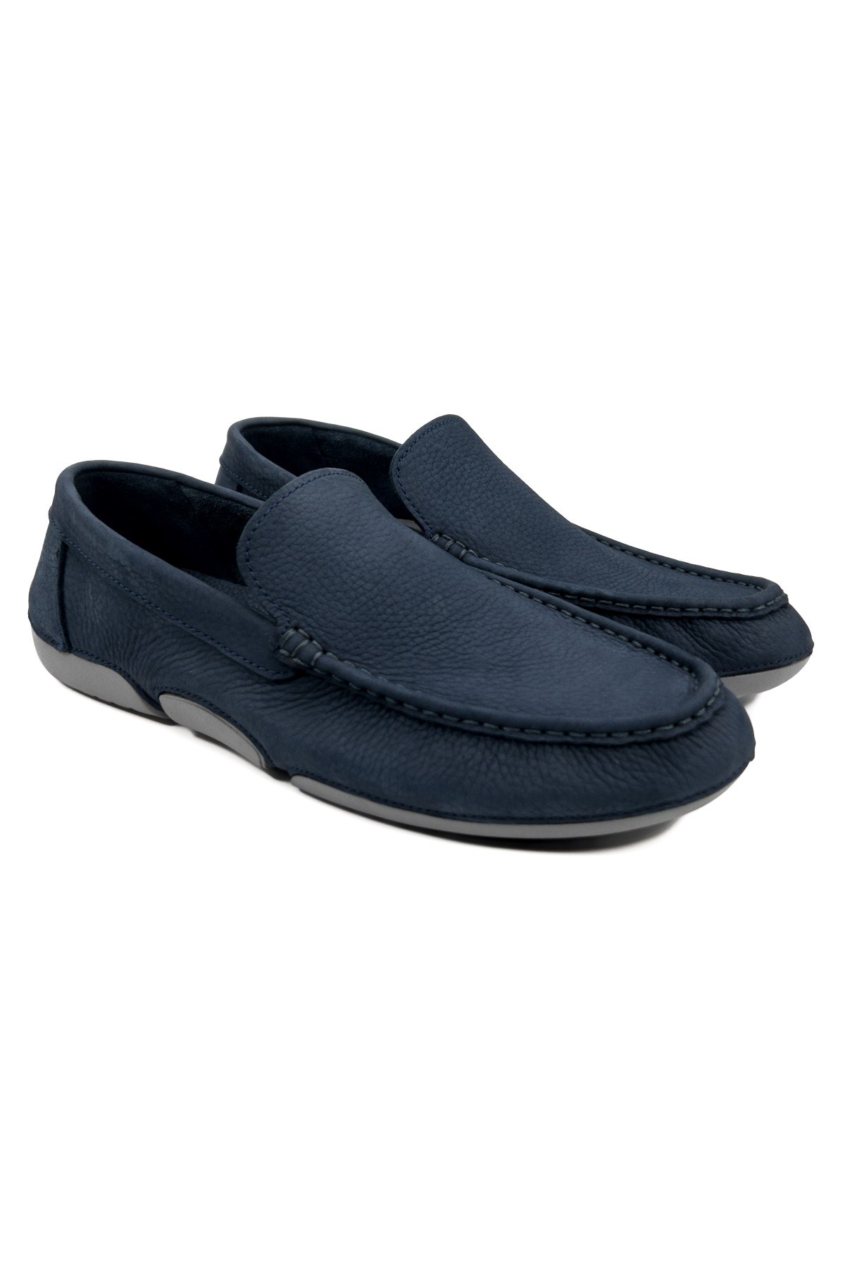 Olympos Inside Out Genuine Nubuck Leather Jeans Navy Blue Men's Shoes Loafer