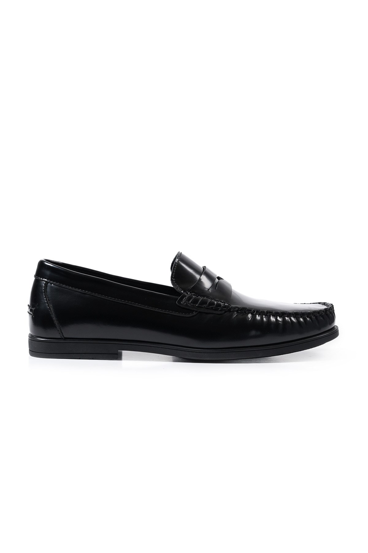 Cordelion Inner Outer Genuine Leather Laceless Black Opening Leather Loafer College Men's Shoes