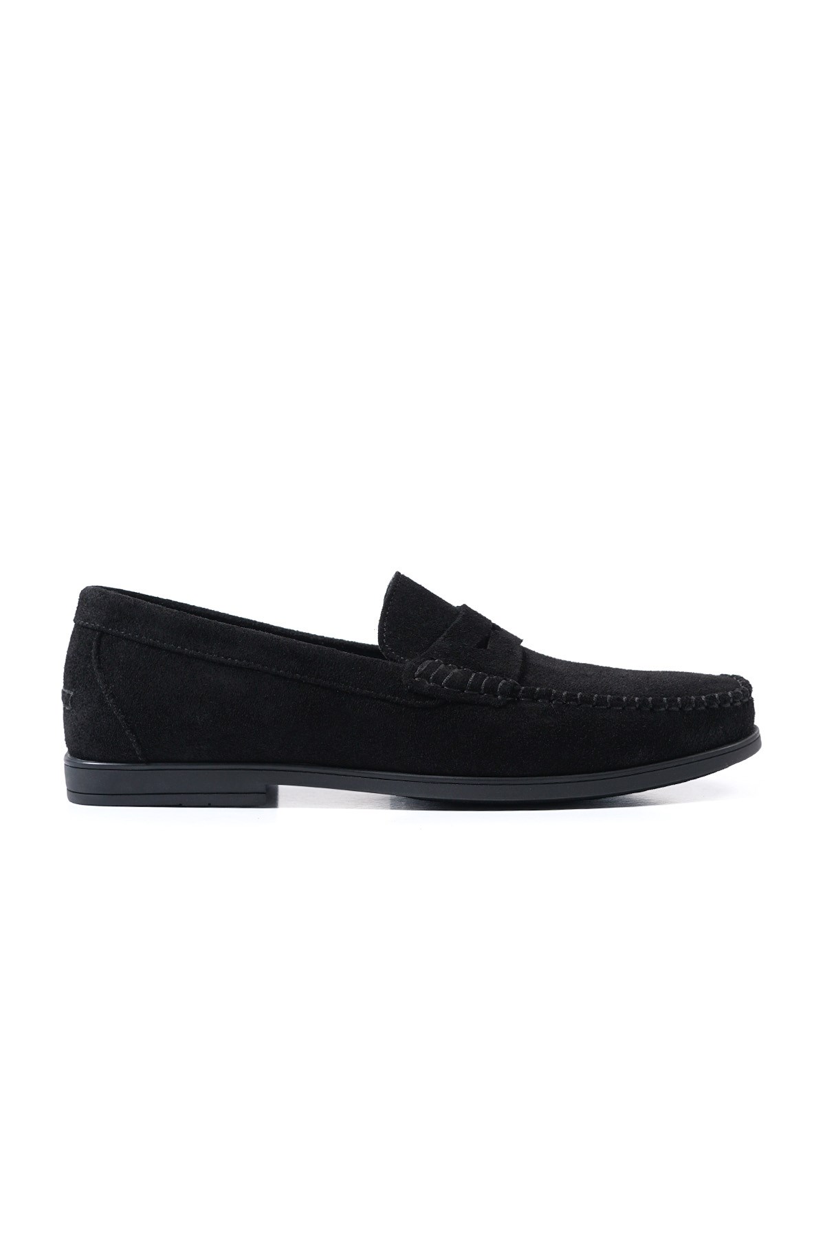 Cordelion Inside Out Black Genuine Suede Leather Laceless Loafer College Men's Shoes