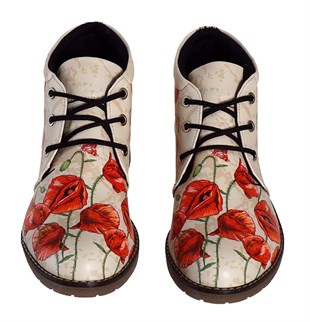 Poppy Flower Printed Women's Poppy Boots