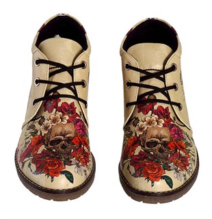  Floral Skull Print Women's Poppy Boots