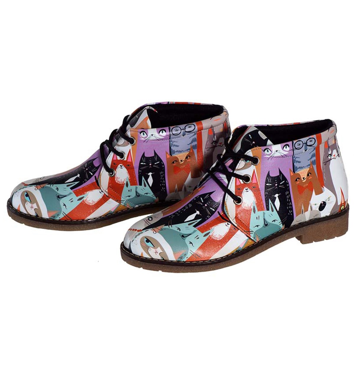 Colorful Cat Printed Women's Poppies Boots