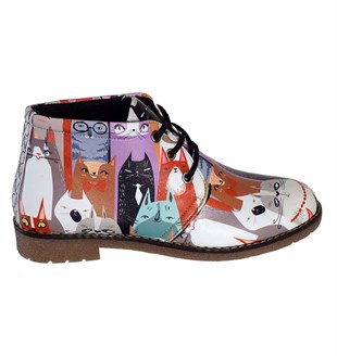 Colorful Cat Printed Women's Poppies Boots