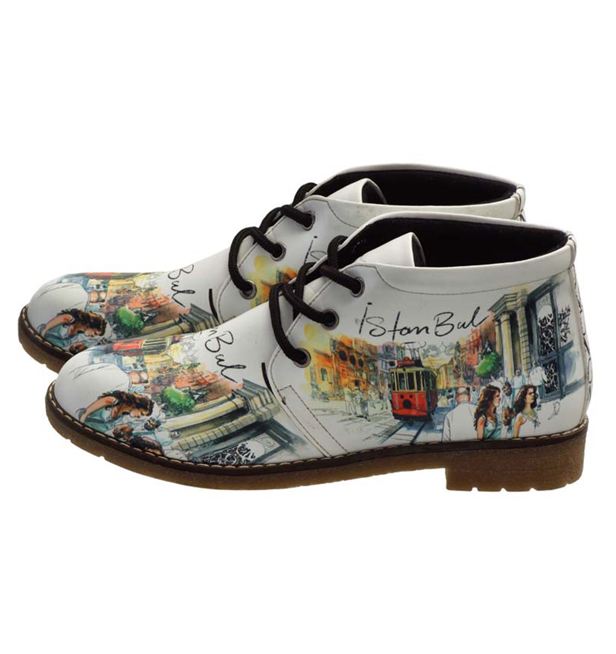  Istanbul Themed Printed Women's Poppies Boots