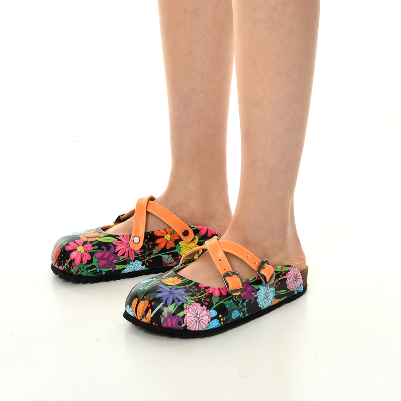 Colorful Floral Women's Slippers Sabo Cross Belt Home Hospital Hiking Daily Slippers