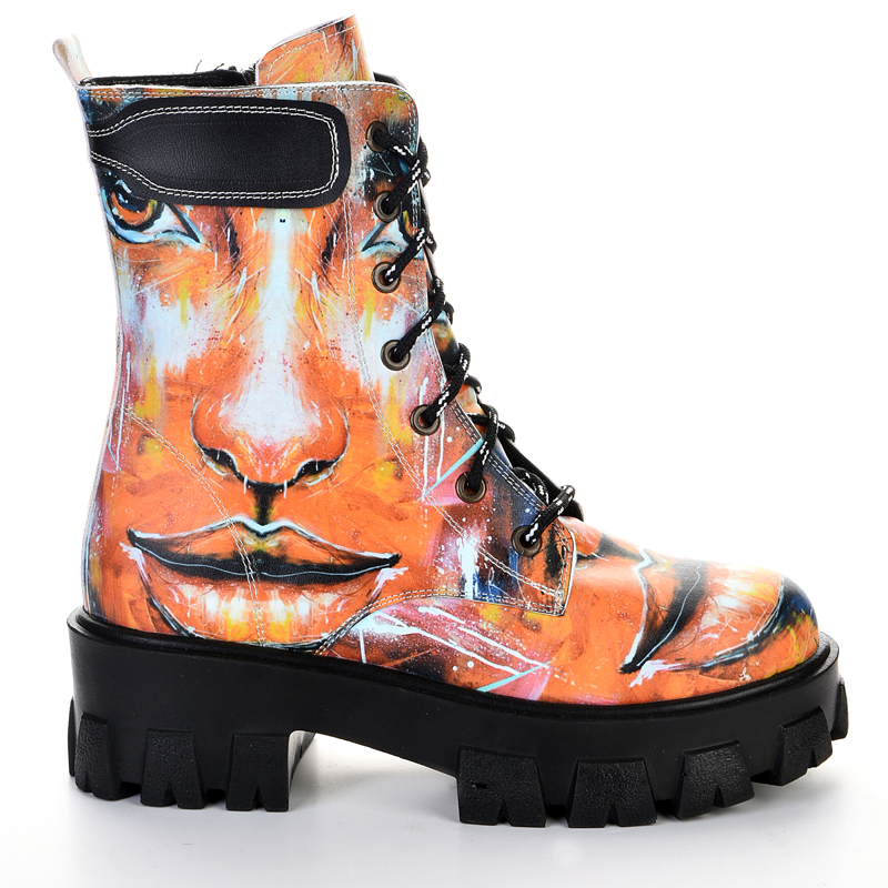 orange high sole women's boots