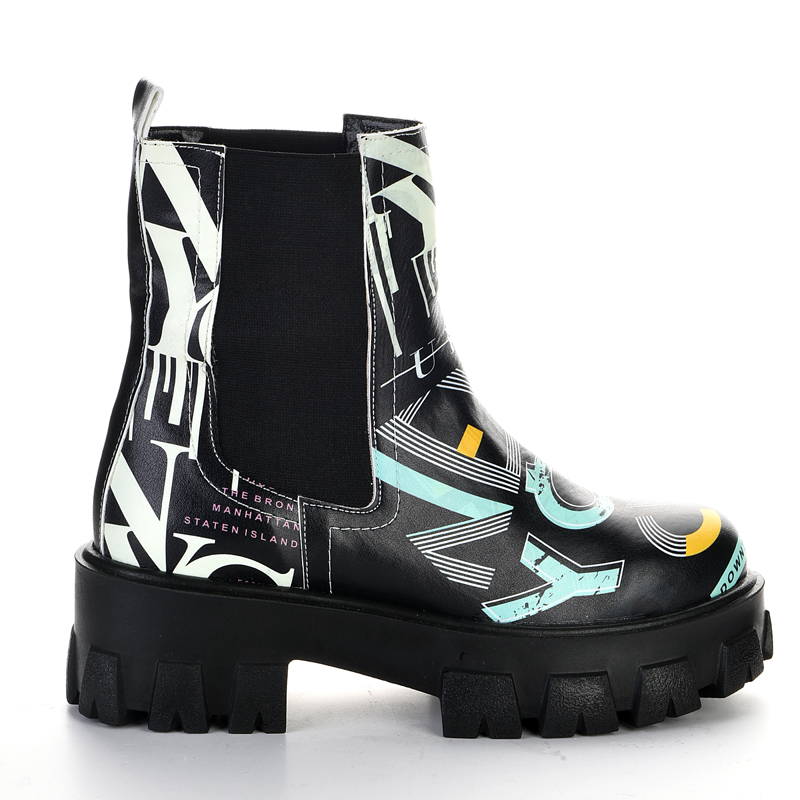 Black high sole women's rubber boots