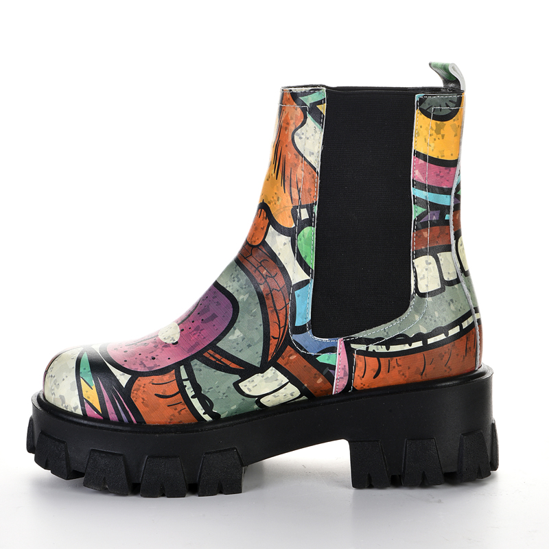 Colorful Patterned Elastic Women's Boots
