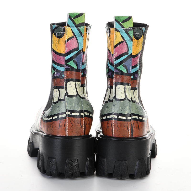 Colorful Patterned Elastic Women's Boots