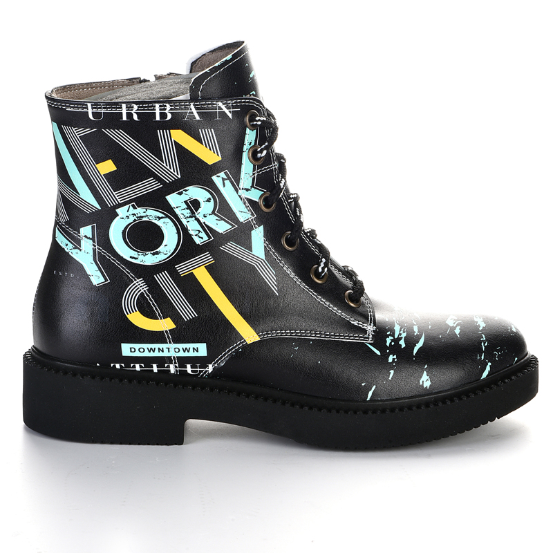 Black New York Women's Lace-Up Boots