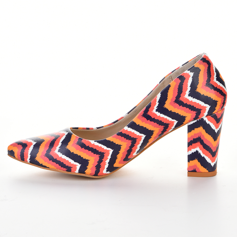 Colorful red patterned heels