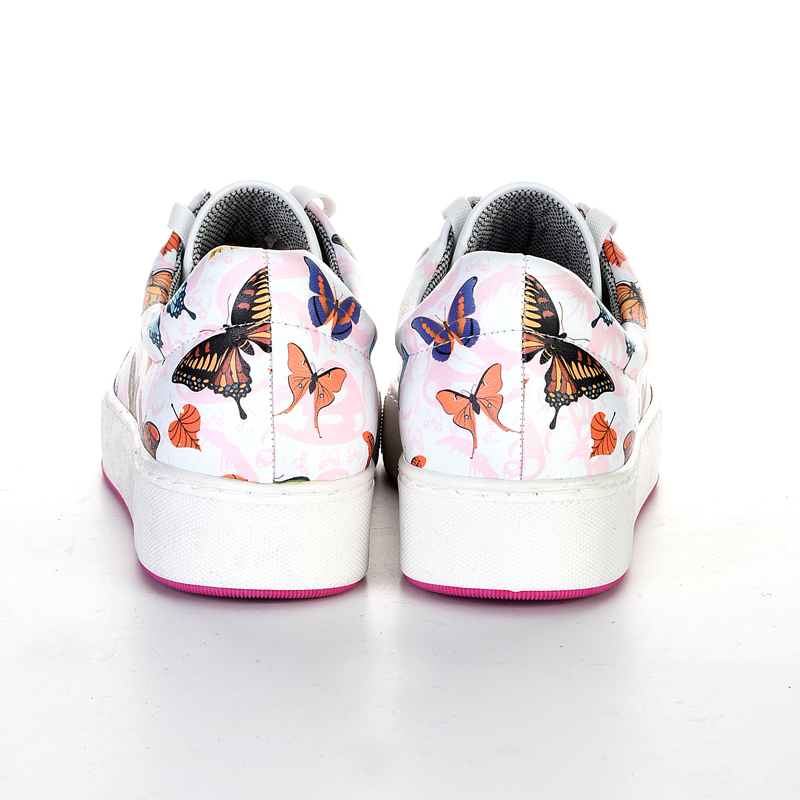 White butterfly print women's sneakers shoes