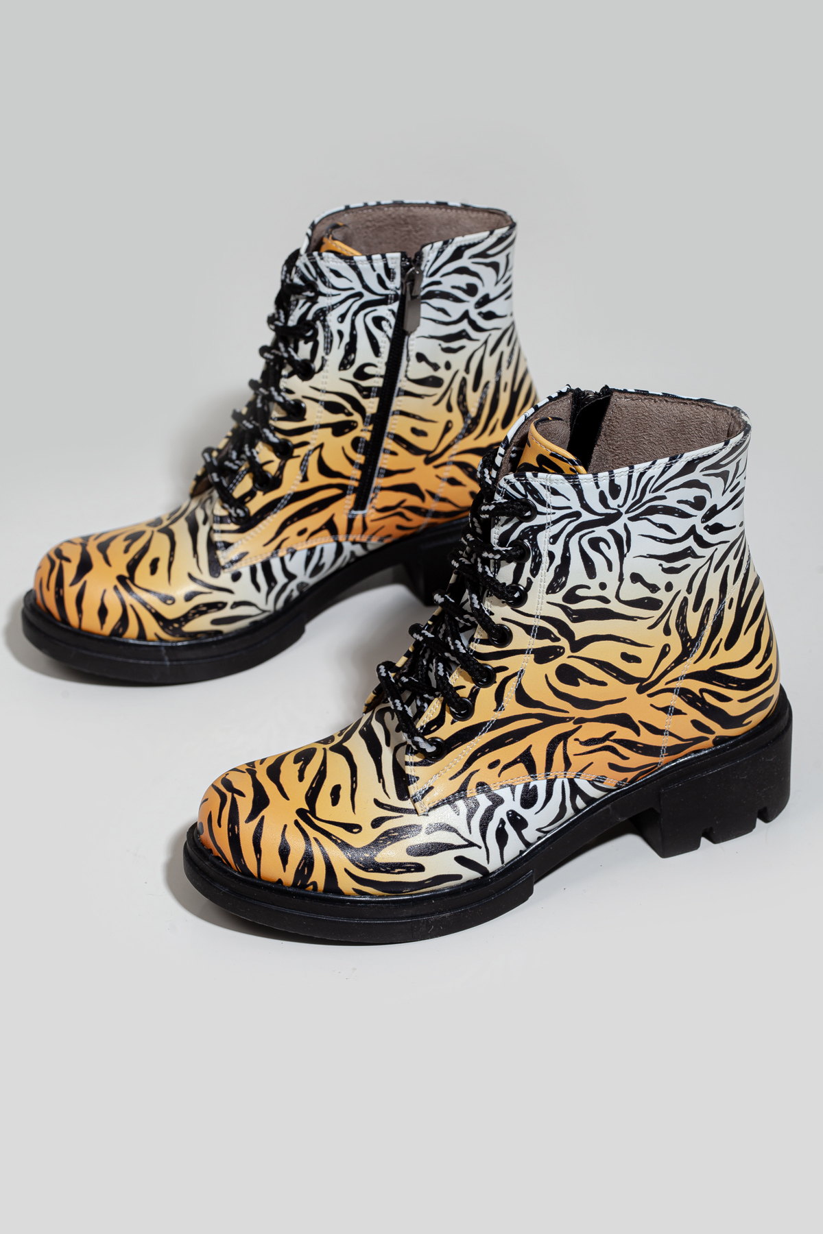 Leopard print chunky heeled boots