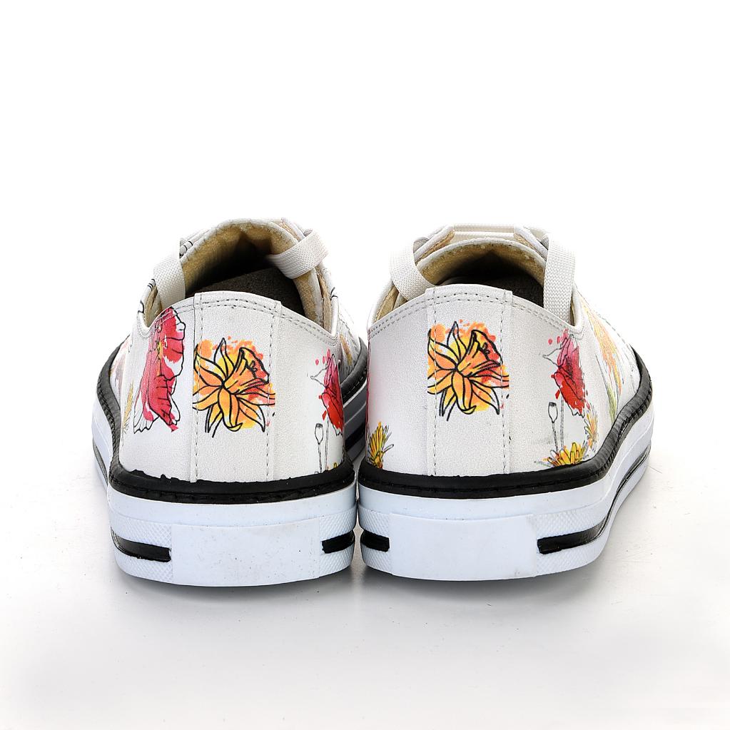 7004 Floral Unisex White Sneakers Casual Sneakers