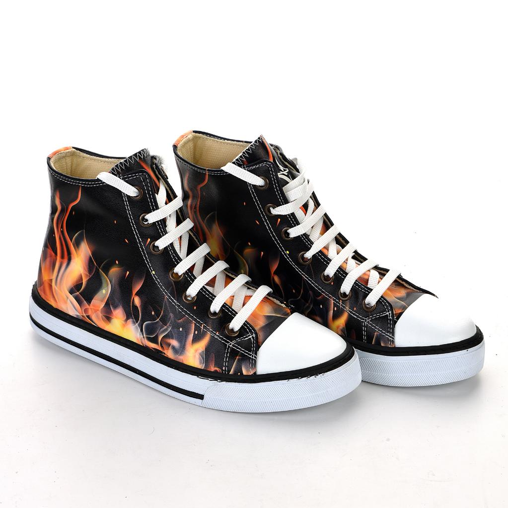 Fire Unisex Black White Sneakers Casual Boots Sneakers 7103