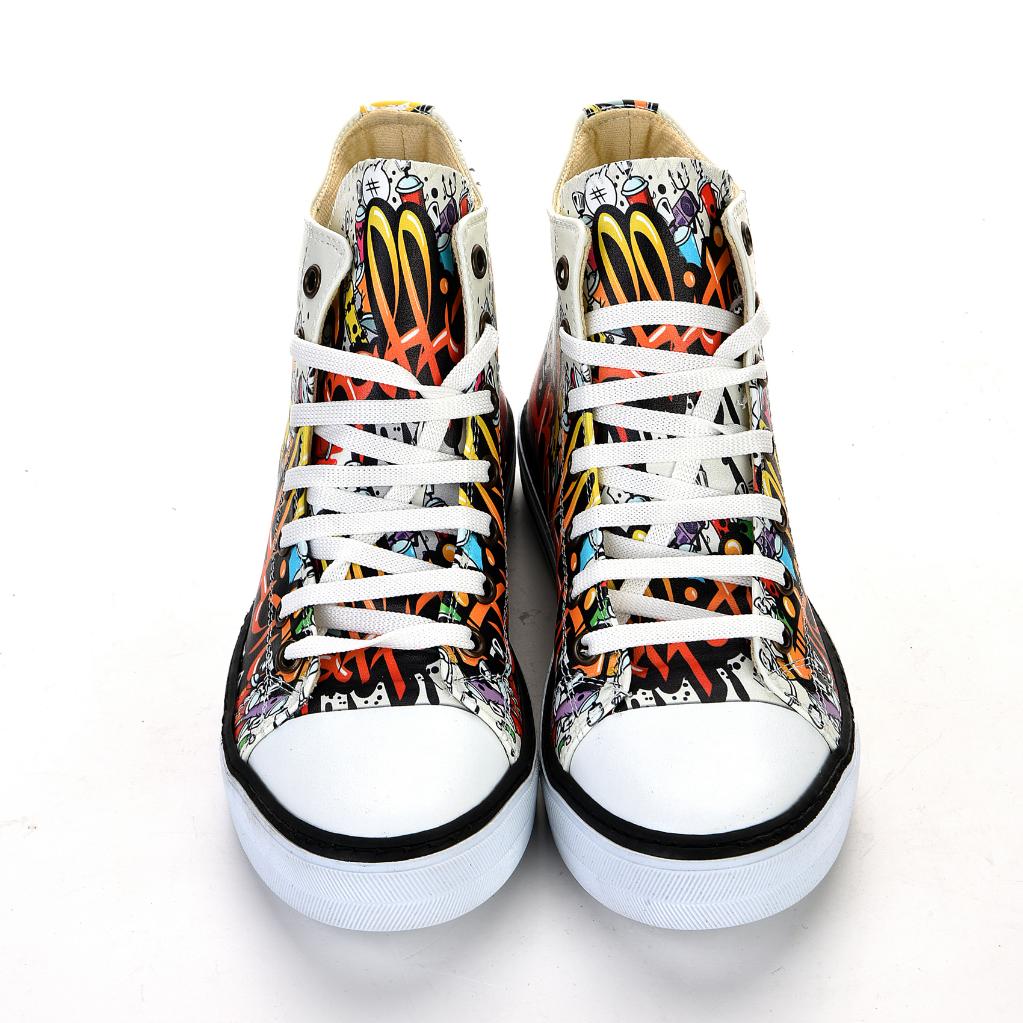 Graffiti Unisex Black White Sneakers Casual Boots Sneakers 7106