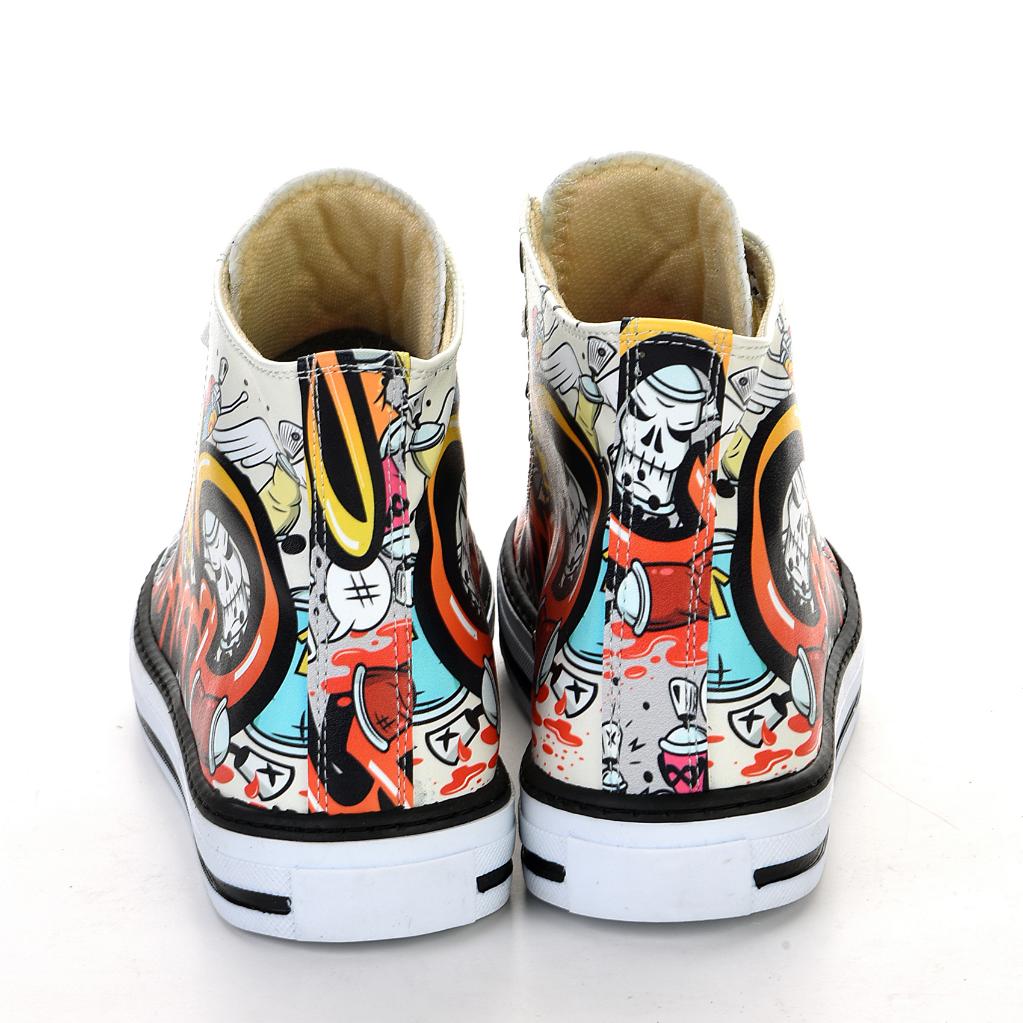 Graffiti Unisex Black White Sneakers Casual Boots Sneakers 7106