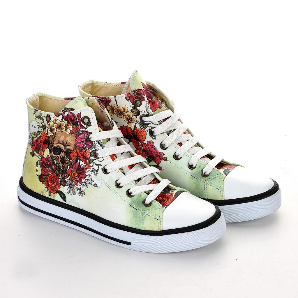 Skull White Sneakers Casual Boots Sneakers 7107