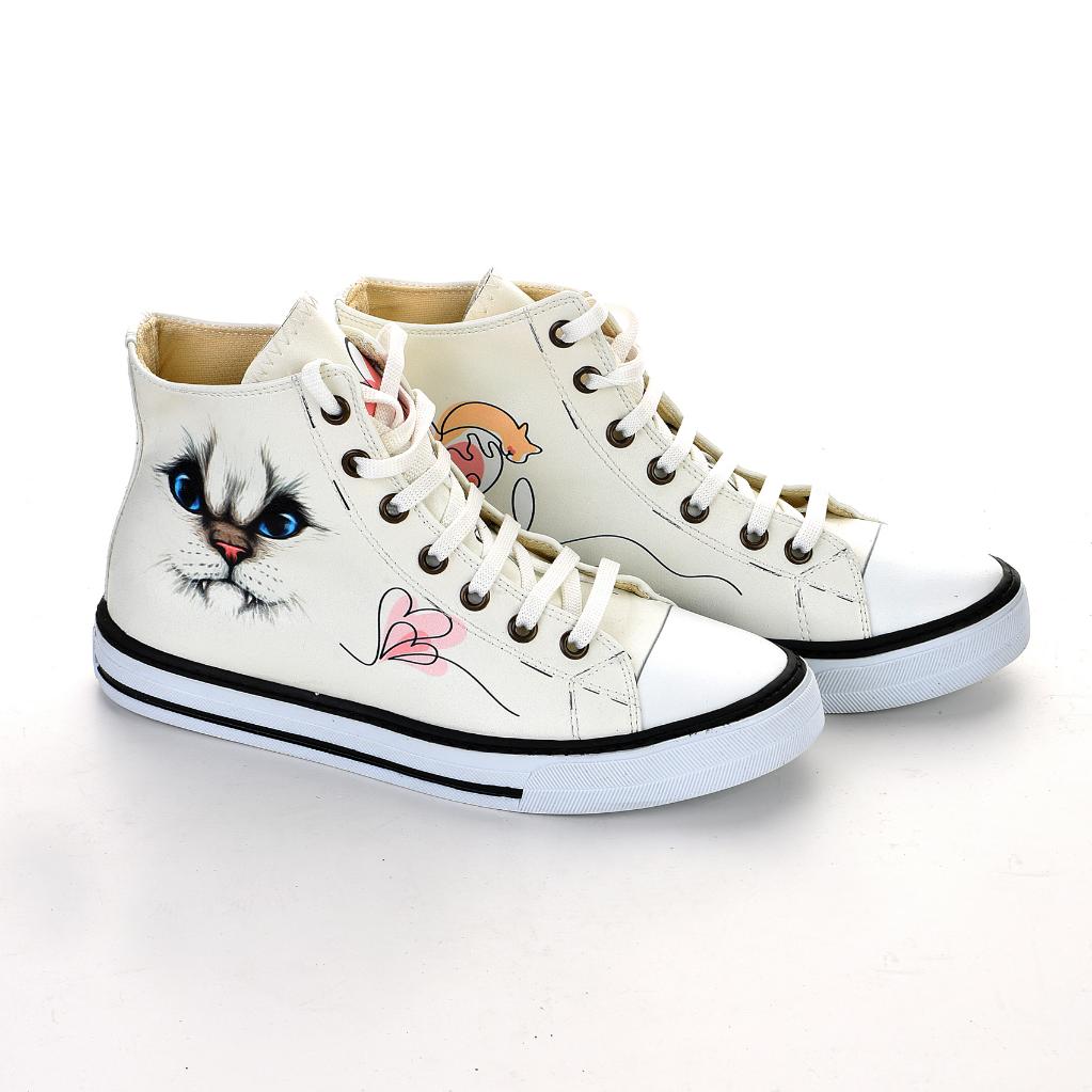 7113 Cats Cat Colored White Sneakers Casual Boots Sneakers Non-Slip Sole