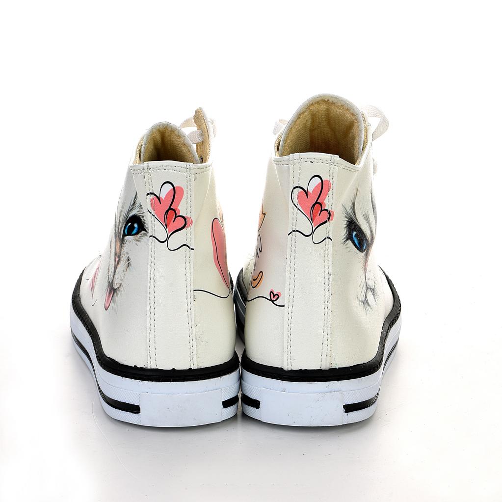 7113 Cats Cat Colored White Sneakers Casual Boots Sneakers Non-Slip Sole