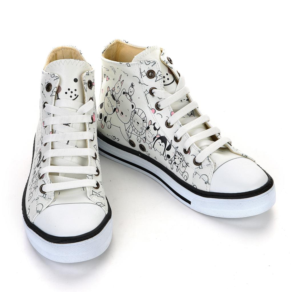 7118 Cute Animal Black White Unisex Sports Shoes Casual Boots Sneakers Non-Slip Sole