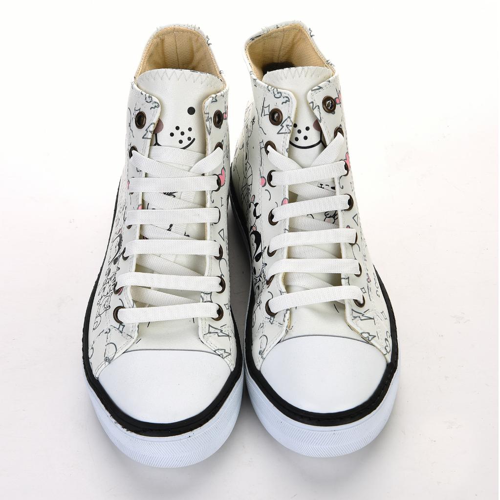 7118 Cute Animal Black White Unisex Sports Shoes Casual Boots Sneakers Non-Slip Sole