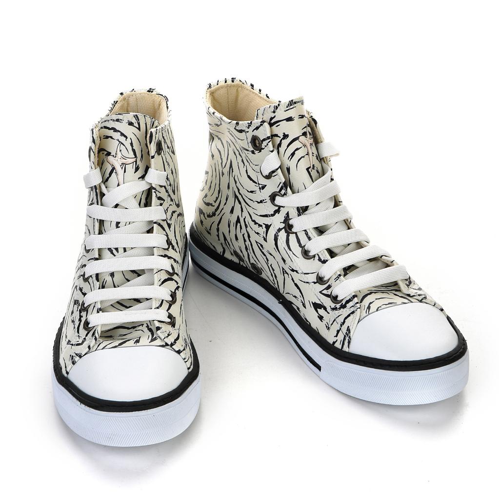 7119 3D Cat Black White Unisex Sports Shoes Casual Boots Sneakers Non-Slip Sole