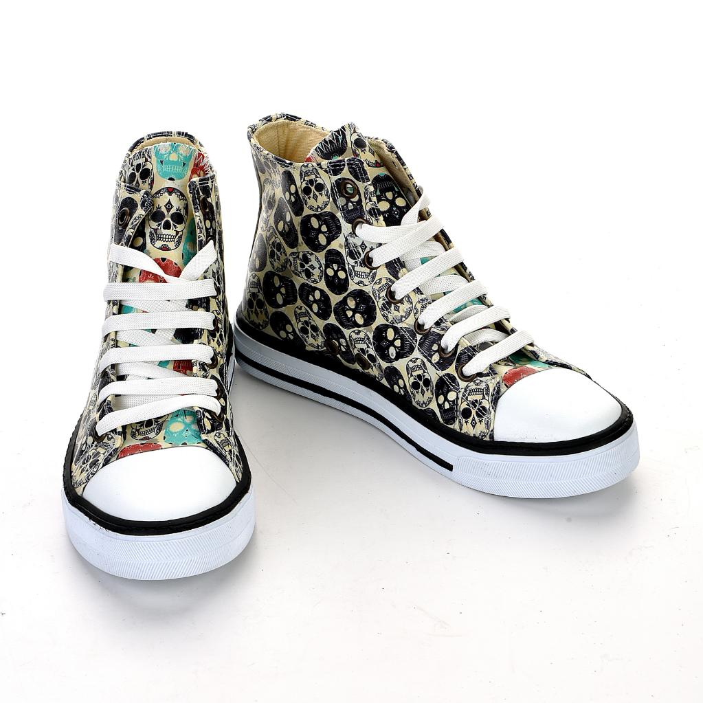 7125 Skull Color Anti-Slip White Sole Unisex Sports Shoes Casual Boots Stitched Sneakers