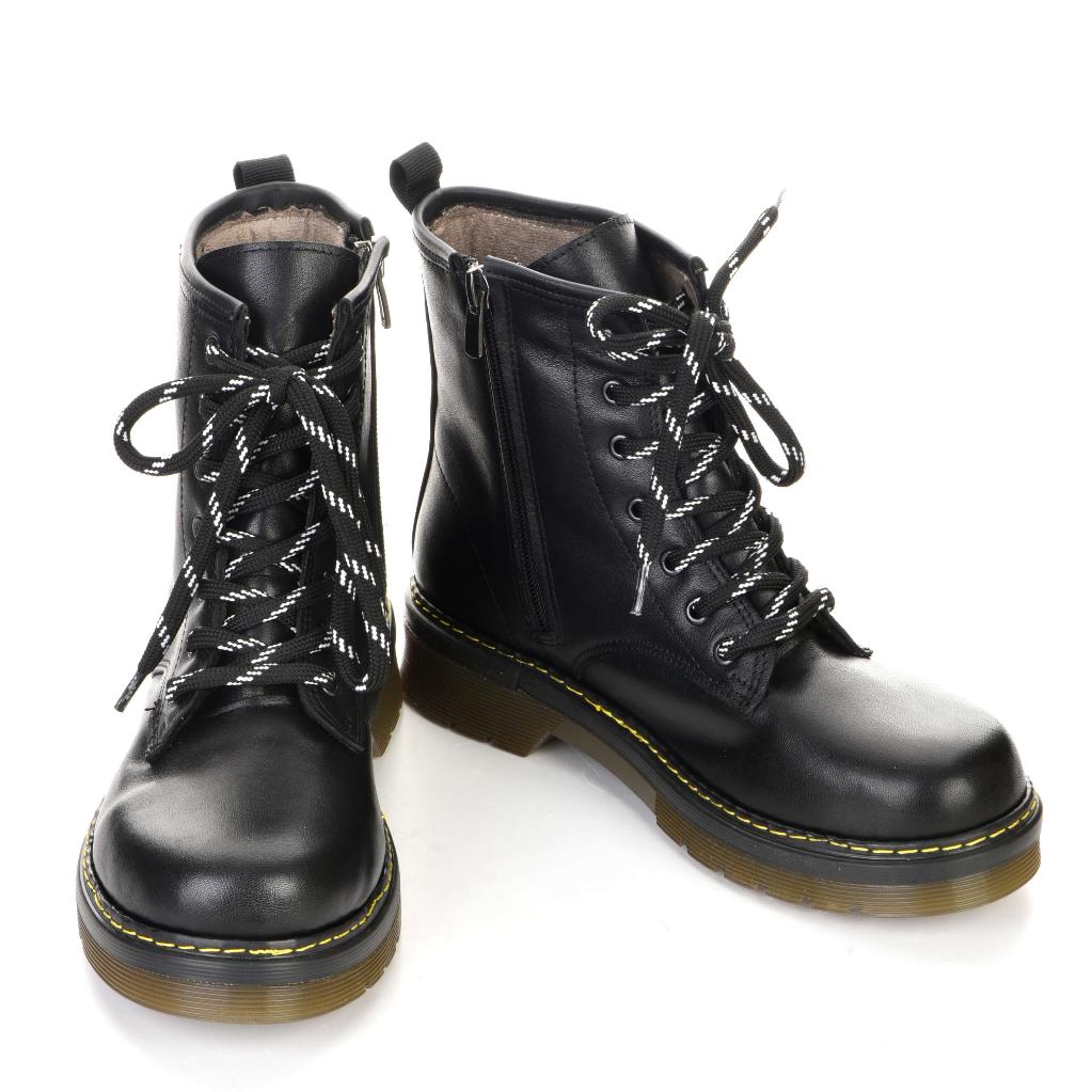 Genuine Genuine Leather Black Stitched Women's Boots 8502