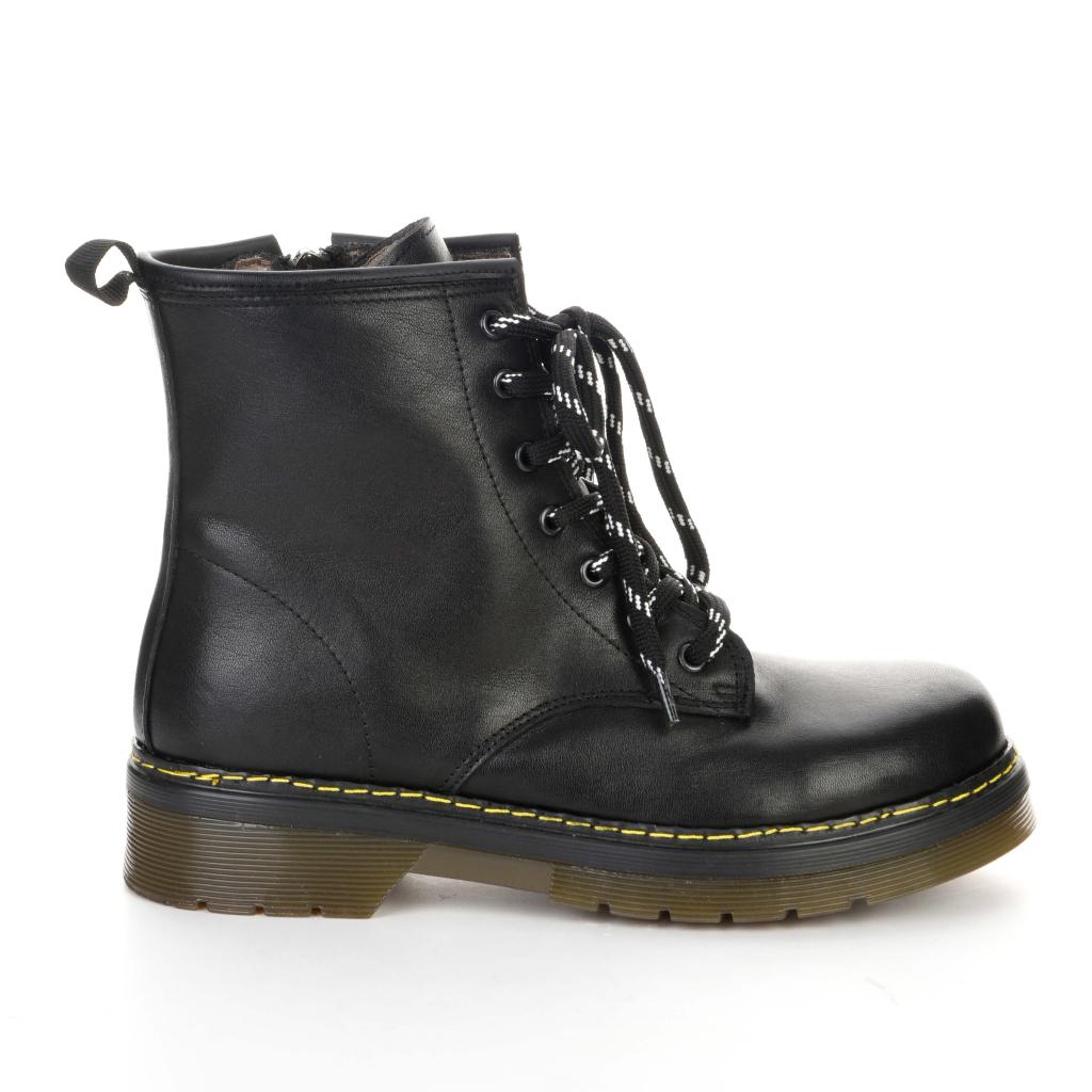 Genuine Genuine Leather Black Stitched Women's Boots 8502